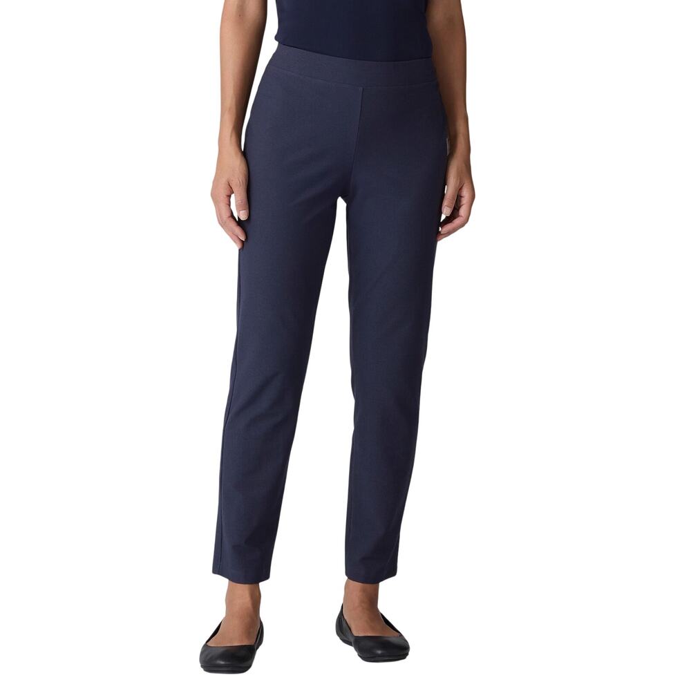 Eileen Fisher Tapered Navy Washable Stretch Crepe Pants Size Small